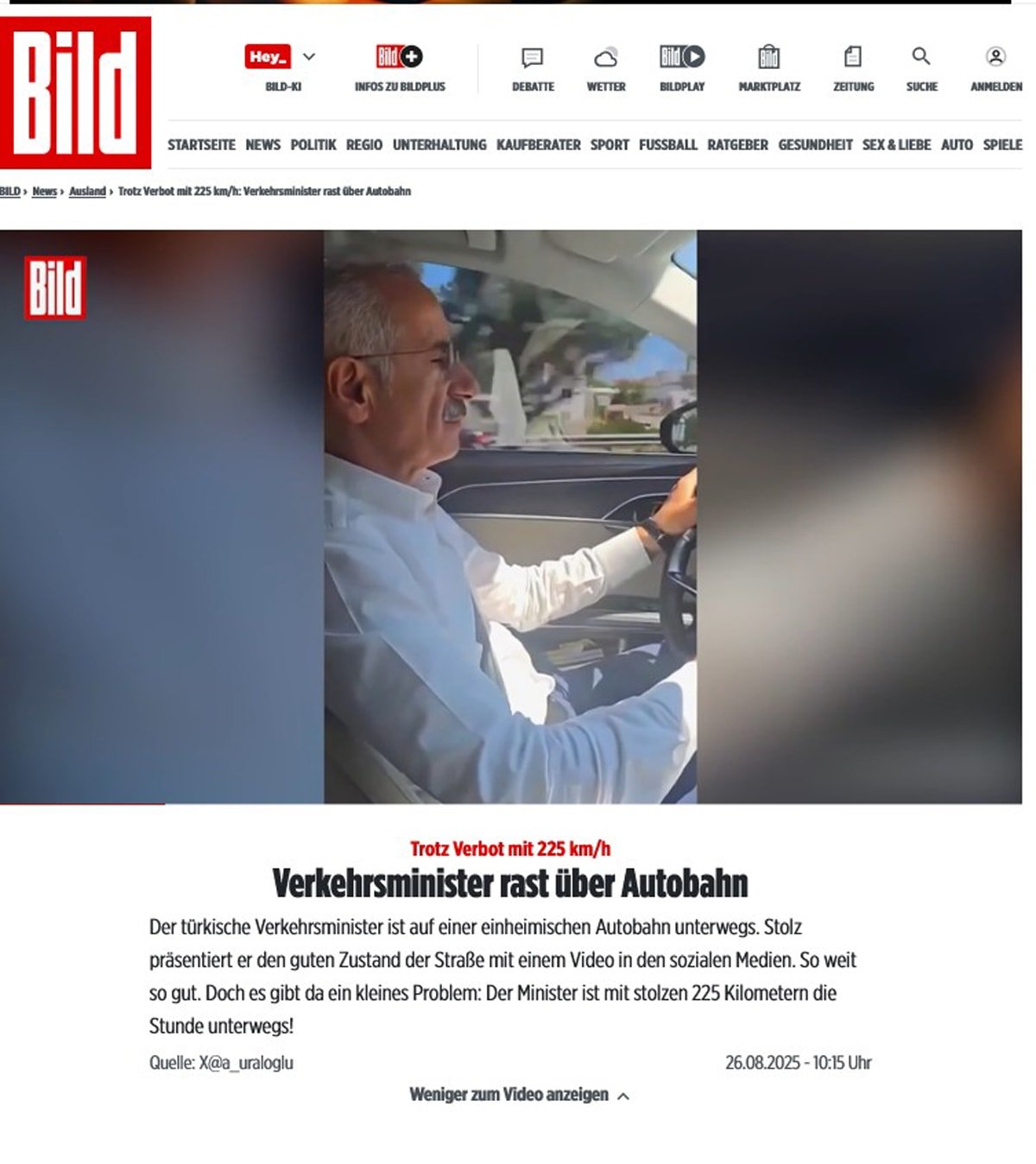 Alman qəzetindən Nazir Uraloğluna istehza