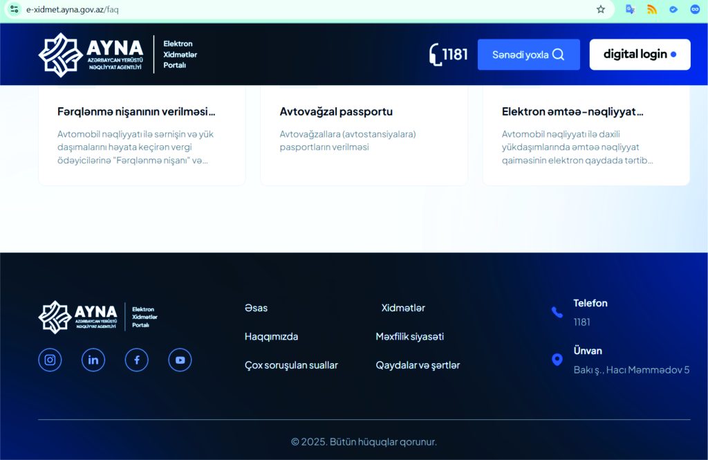 Azərbaycan Yerüstü Nəqliyyat Agentliyinin (AYNA) rəsmi e-xidmet.ayna.gov.az portalında səhlənkar idarəçilik, test mətnləri və təhlükəsizlik boşluqları – dövlətin rəqəmsal xidmətlərində peşəkarlıq böhranı
