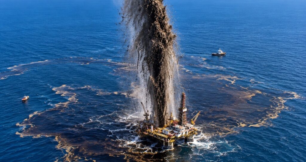 Large-scale leak at an offshore oil well in the US: Threat of an environmental disaster