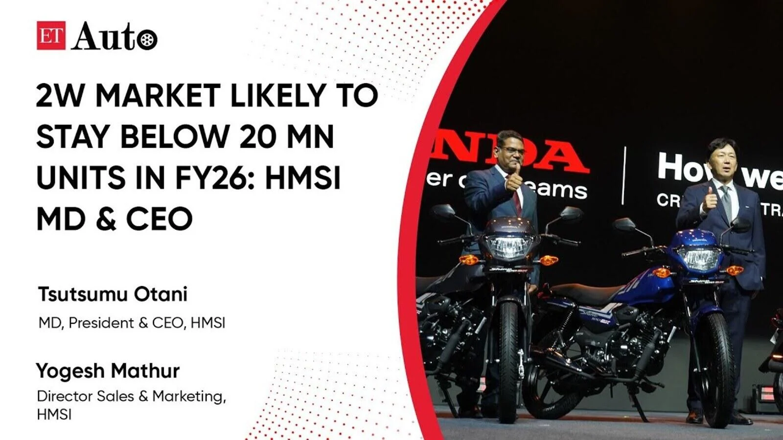 HMSI rəhbəri 2026-da 2W bazarının 20 milyon ədəddən aşağı olacağını proqnozlaşdırır
