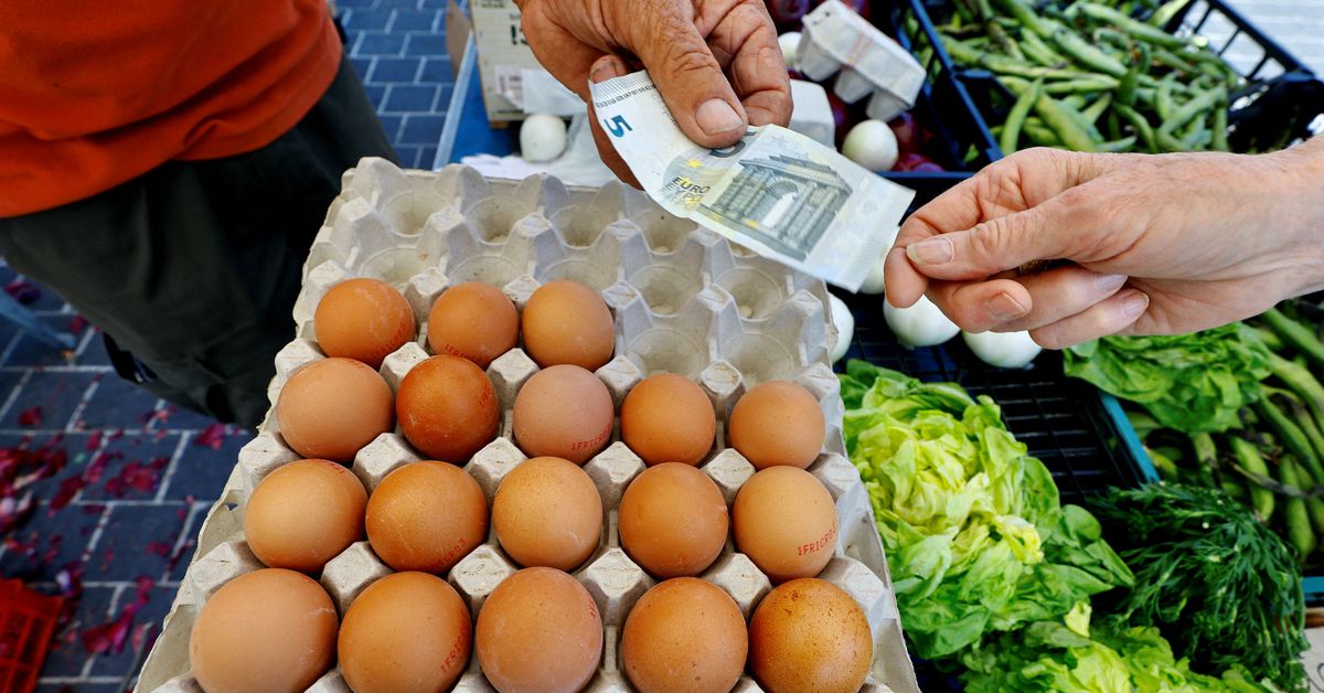 Eggs are on sale at a local market in Nice