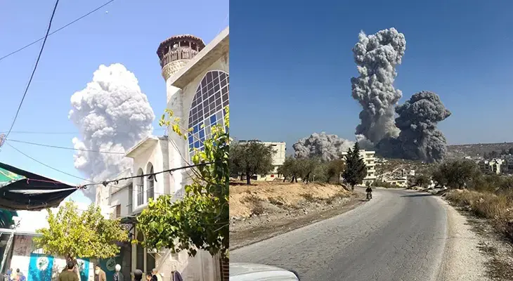 Suriyada güclü partlayış ərazidən dumanlar yüksəlir