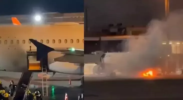 Uçuş zolağında təşviş: Baqaj avtomobili yandı, pisti tüstü bürüdü