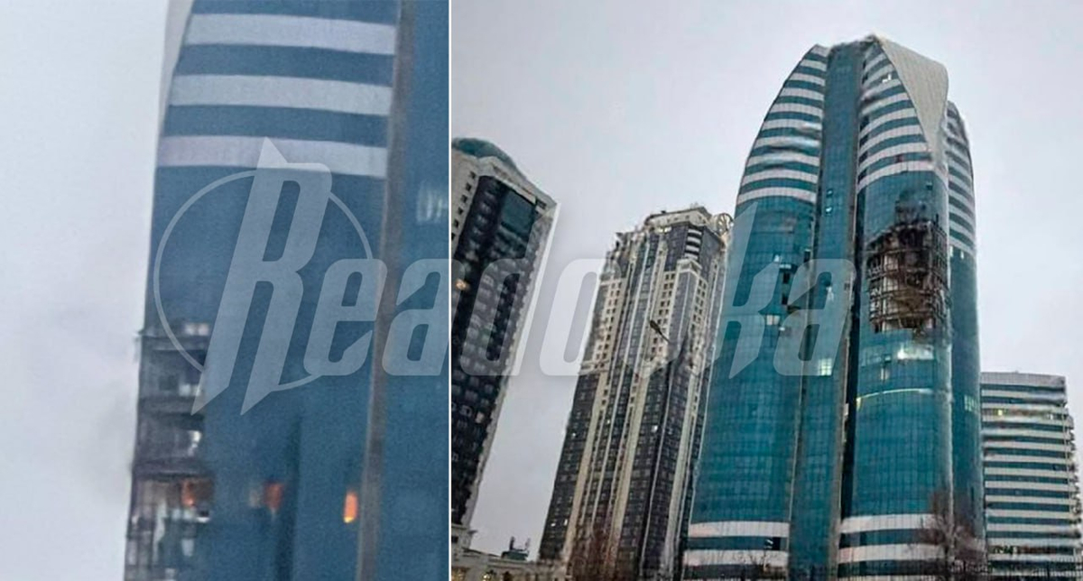 Ukrayna PUA-sı Qroznıda hündürmərtəbəli binaya çırpılıb