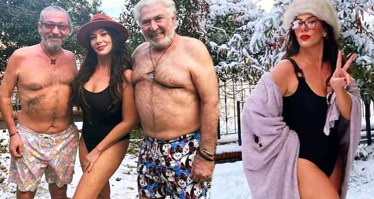 Erdal Özyağcıların qızı mayoyla qarda yuvarlandı