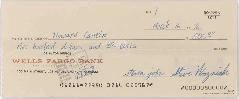 Apple-dan əvvəl Steve Jobs imzalı çek rekord qiymətə satıldı