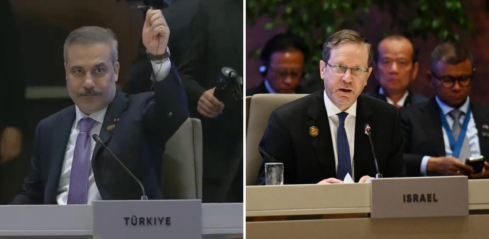 Bakıda İsrail Prezidentinin çıxışı zamanı Türkiyənin xarici işlər naziri zalı tərk edib