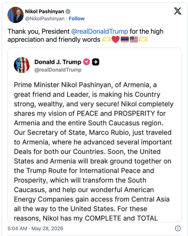 Donald Tramp Paşinyana arxa çıxdı: Ermənistan seçkilərində ABŞ-ın rolu
