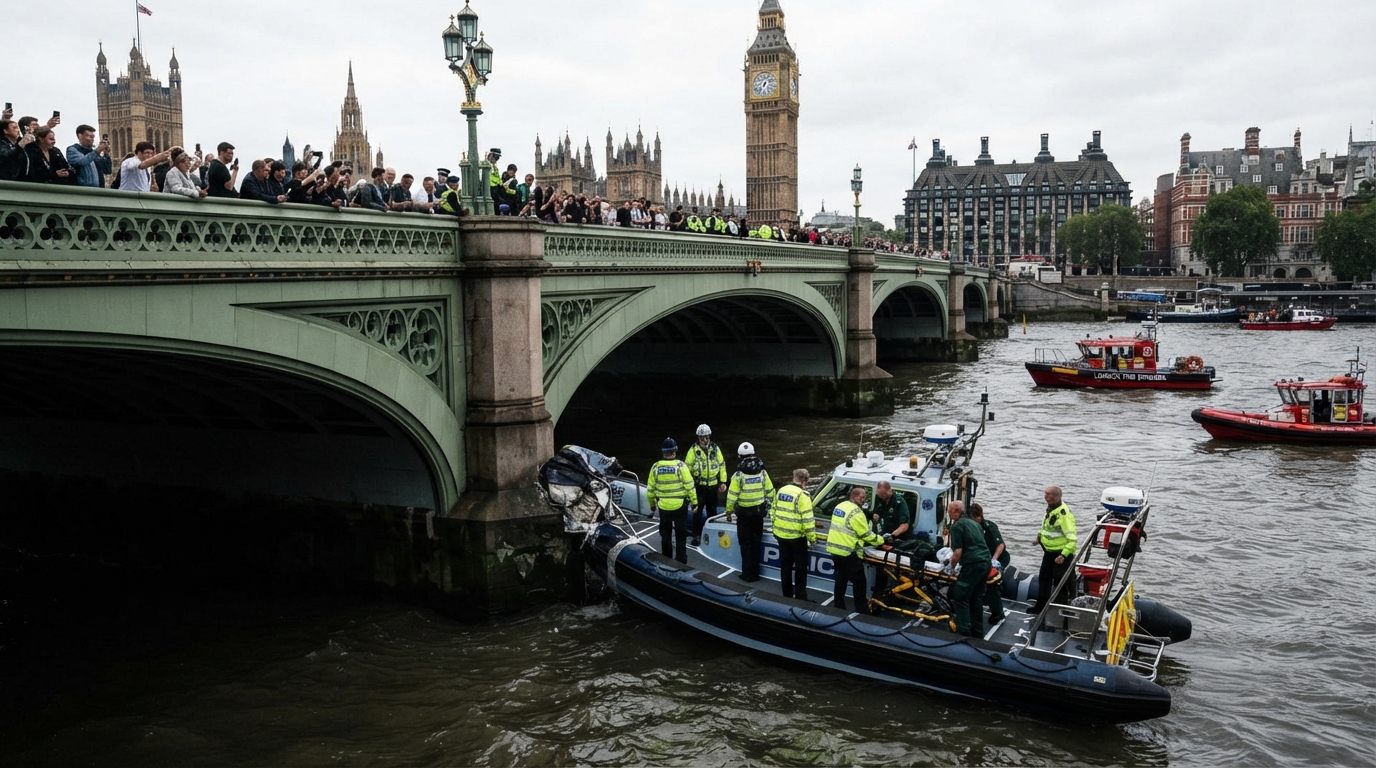 Londonda polis qayığı Vestminster körpüsünə çırpıldı: Beş nəfər xəsarət alıb