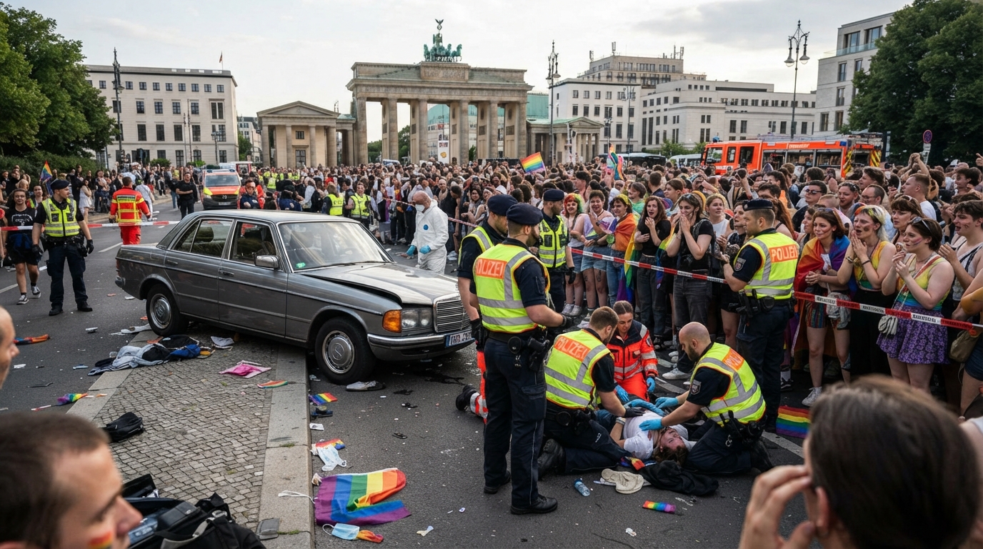 Berlinin mərkəzində dəhşətli hadisə: CSD yürüşü zamanı maşın insanların üzərinə sürüldü