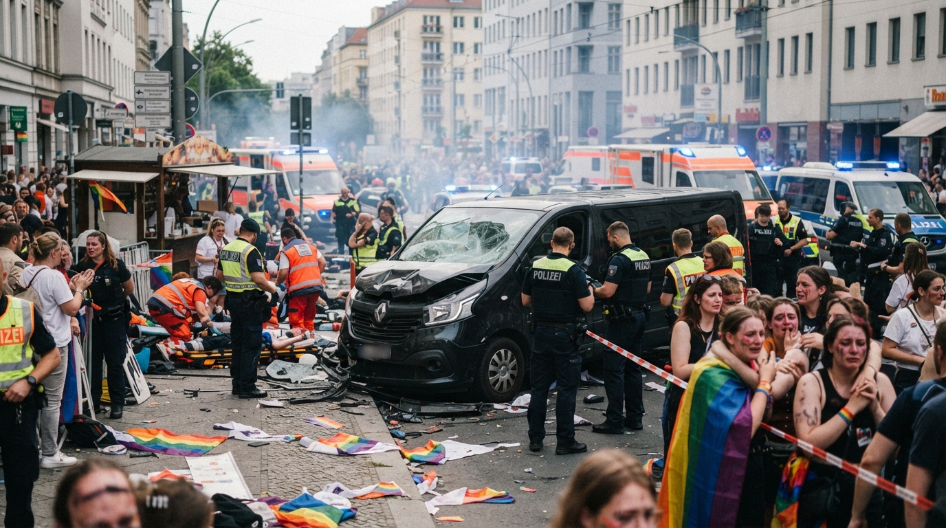 Berlin LGBTQ+ yürüşündə dəhşət: Avtomobil insanların üzərinə sürüldü