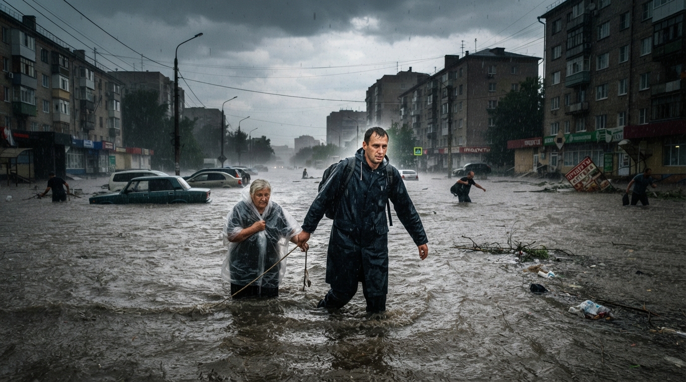 Rostov-na-Donuda güclü yağış fəsadları: Şəhəri su basdı, işıqlar söndü
