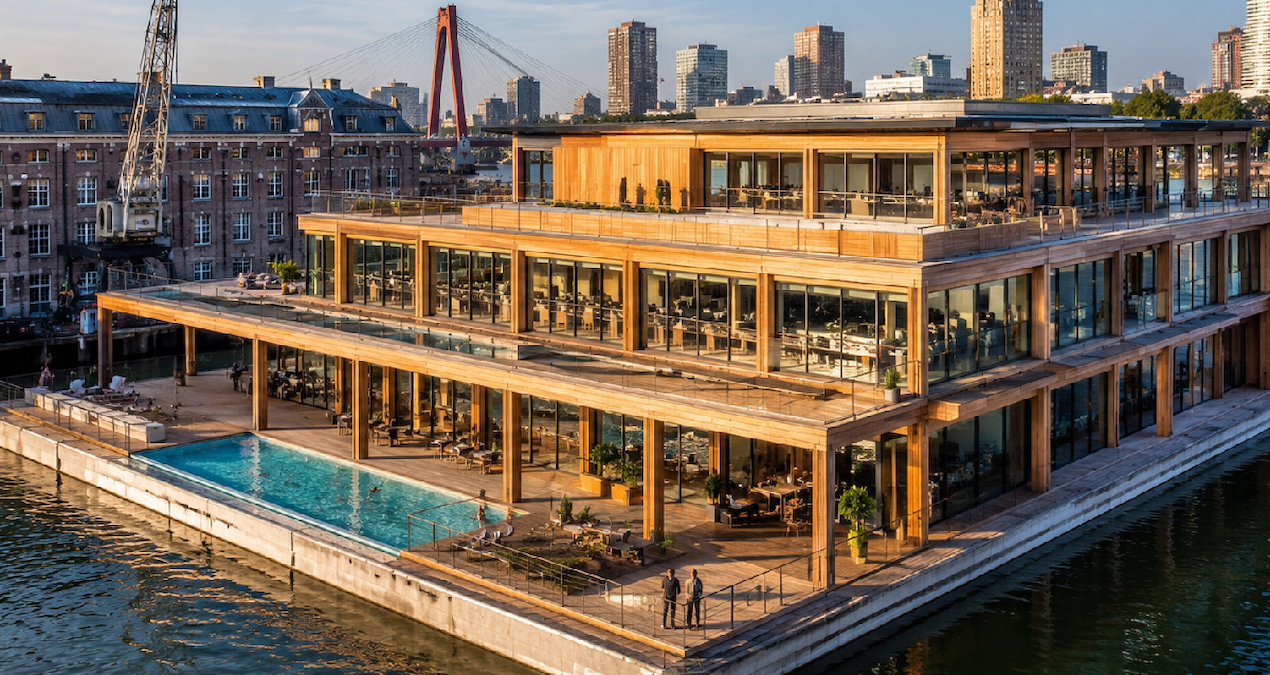 Rotterdamda dünyanın ən böyük üzən ofis binası fəaliyyətə başlayıb